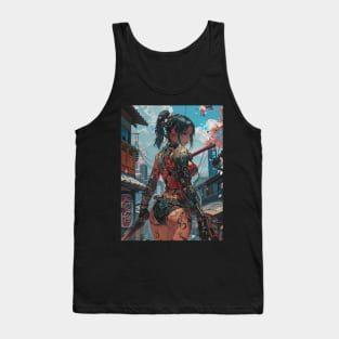 Japanese Warrior Girl Illustration Tank Top